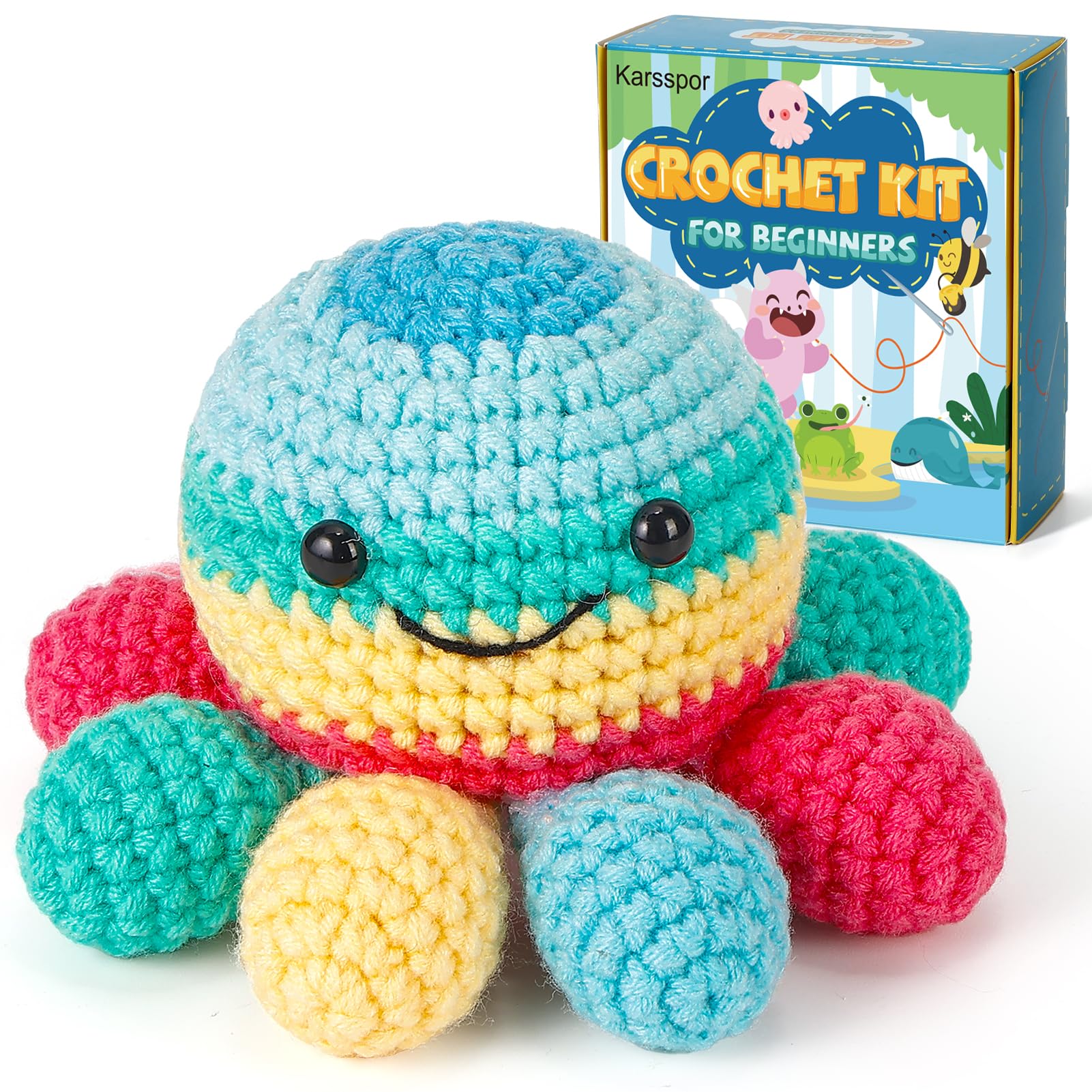 122Pcs Crochet Kit with Yarn Set, Crochet Kit for Beginners,Complete  Crochet Kit
